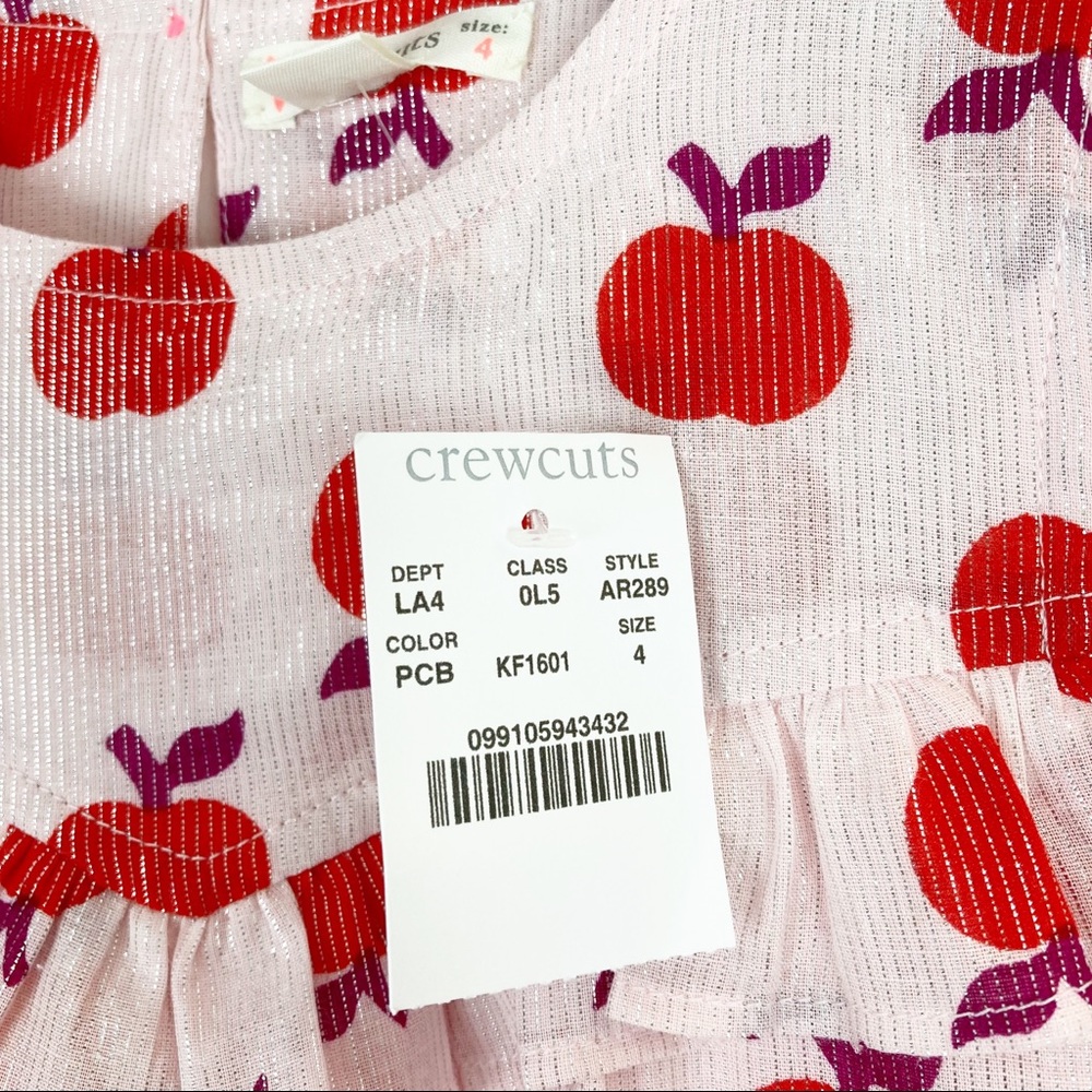Crewcuts Apple Print Peasant Dress Size 4 NWT - Picture 7 of 11